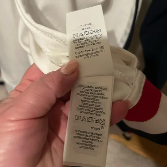 Polo Ralph Lauren women's full zip track jacket white navy blue sleeves red trim - Picture 8 of 10